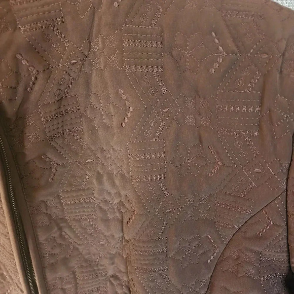 Gallery Zip up Jacket Women Medium Dark Brown Embroidered All Over Long Sleeve - Picture 7 of 8
